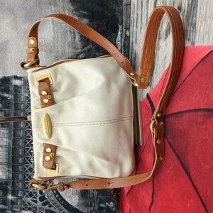 Brahmin Bailey White Cinches Leather Crossbody